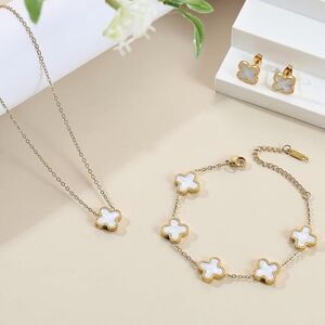 18K gold plated clover jewelry set